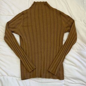 Madewell Mock Neck Ribbed Sweater - Camel - L